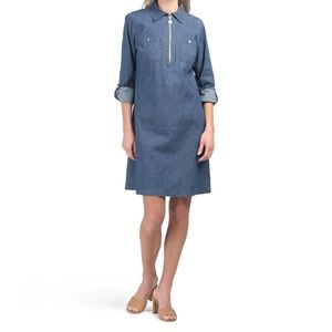 Anne Klein Midi Blue Denim Shirt Dress, Sz 4